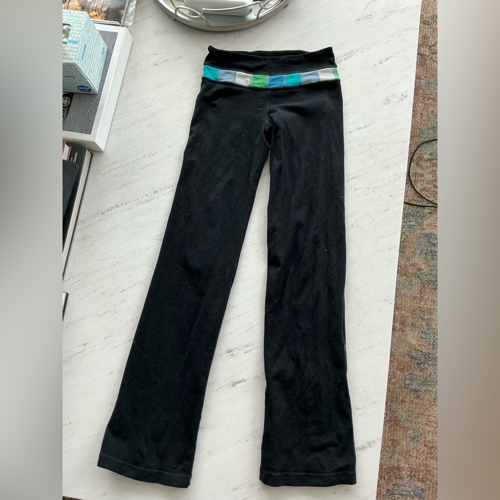 Lululemon Athletica Black Leggings with Colorful Waistband